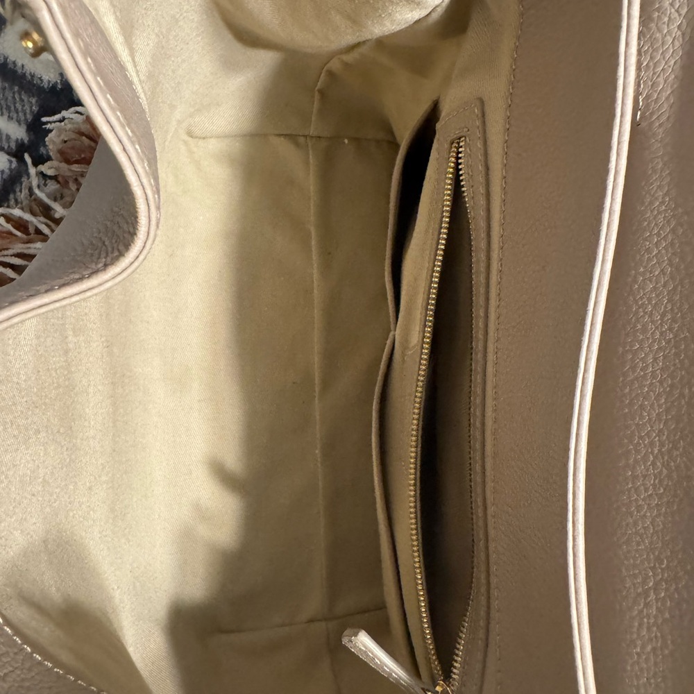 Polene Cream Leather Tote Bag